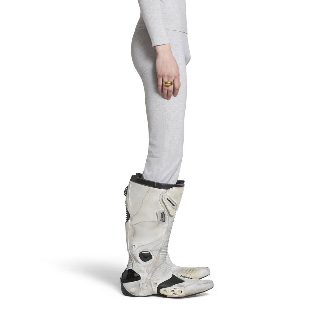 Men's Biker Boot  in White/black - 9