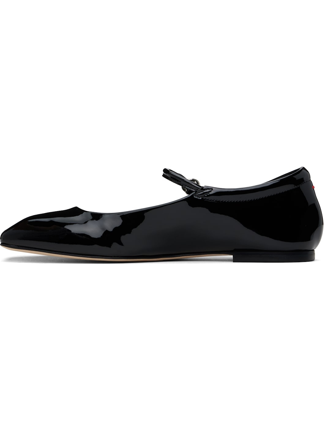 Black Uma Leather Mary-Jane Ballerina Flats - 3