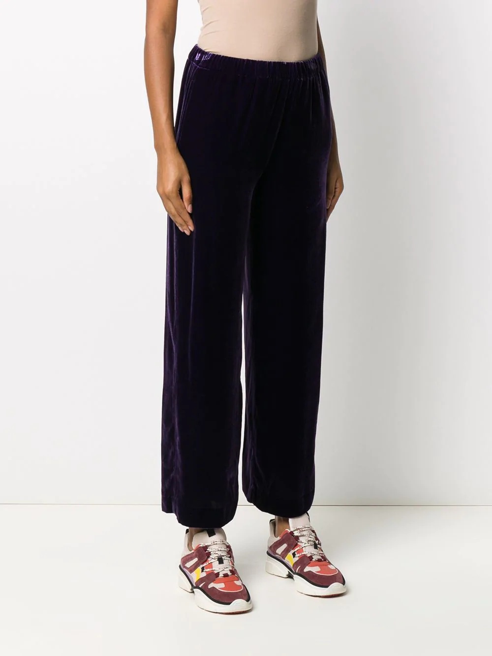 velvet cropped trousers - 3