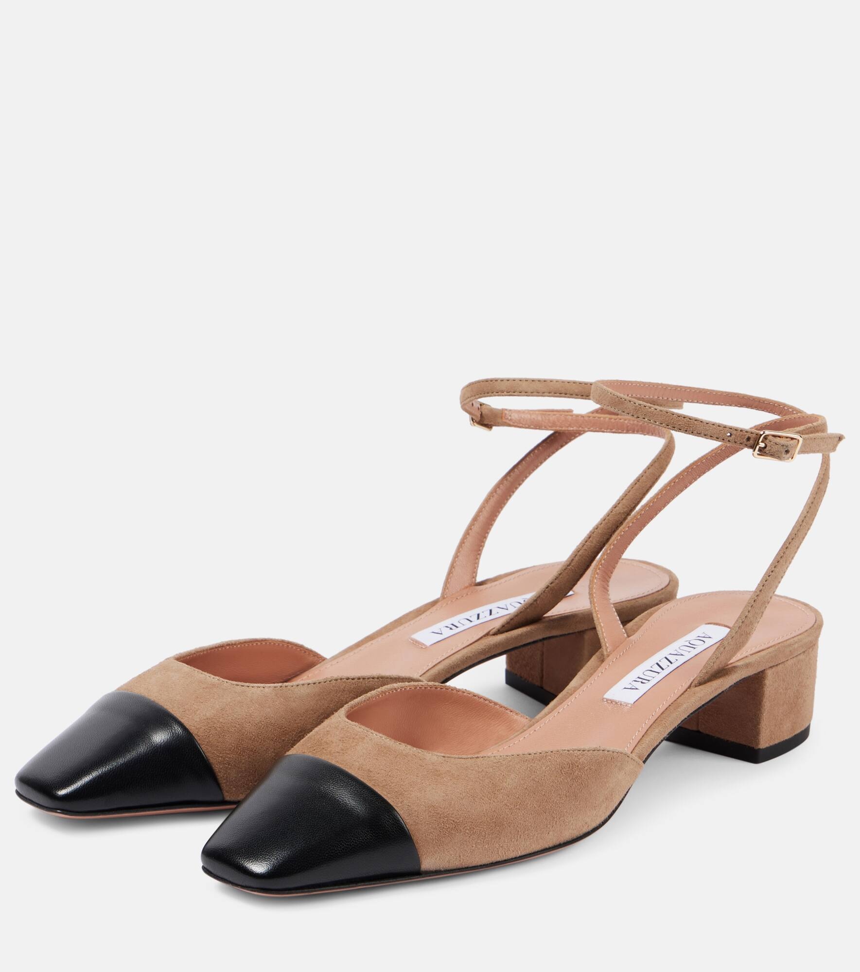 French Flirt 35 leather-trimmed suede pumps - 4