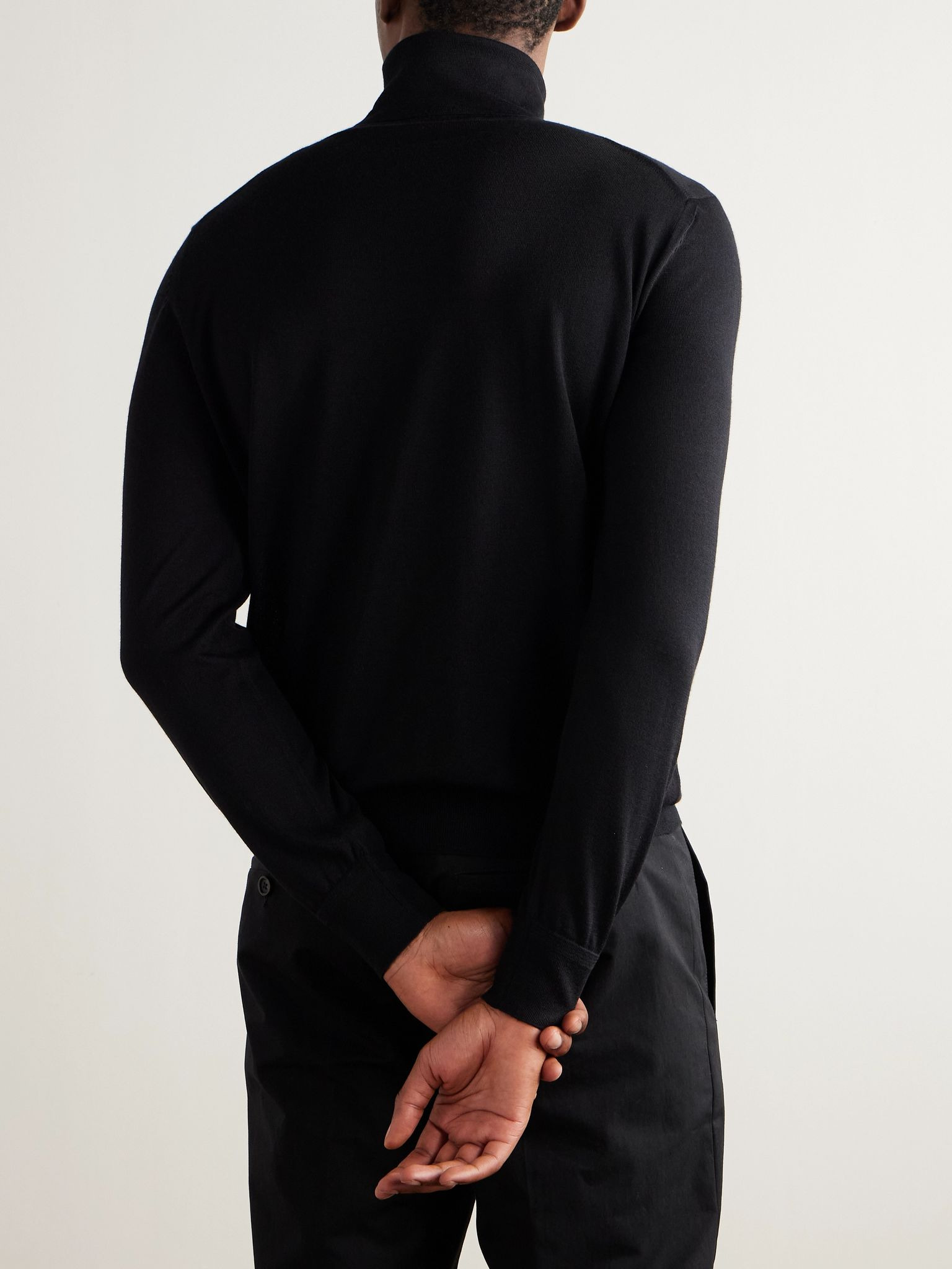 Slim-Fit Cashmere and Silk-Blend Rollneck Sweater Black - 4