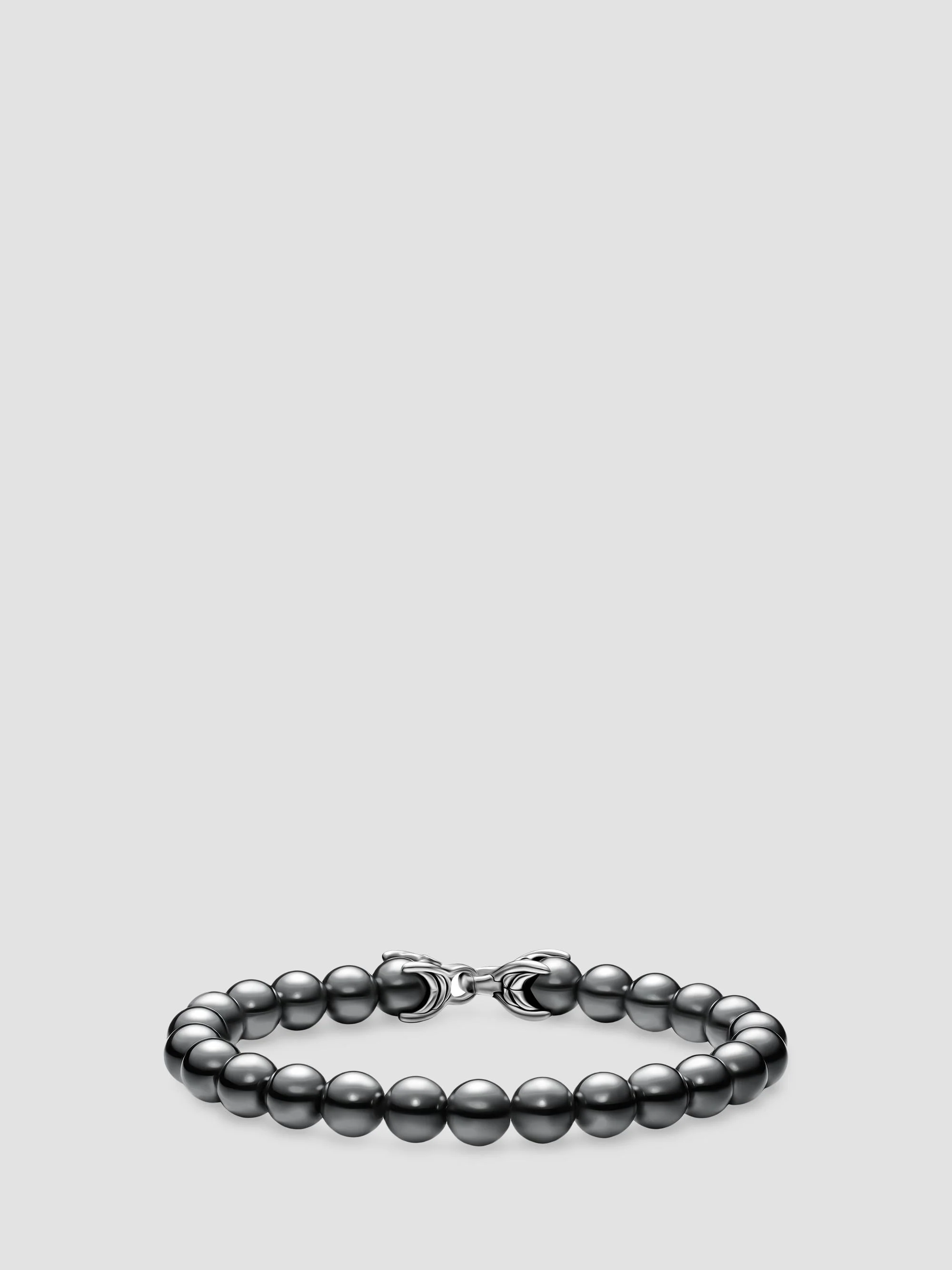 Men's Spiritual Beads Bracelet in Sterling Silver - Hematine - 1
