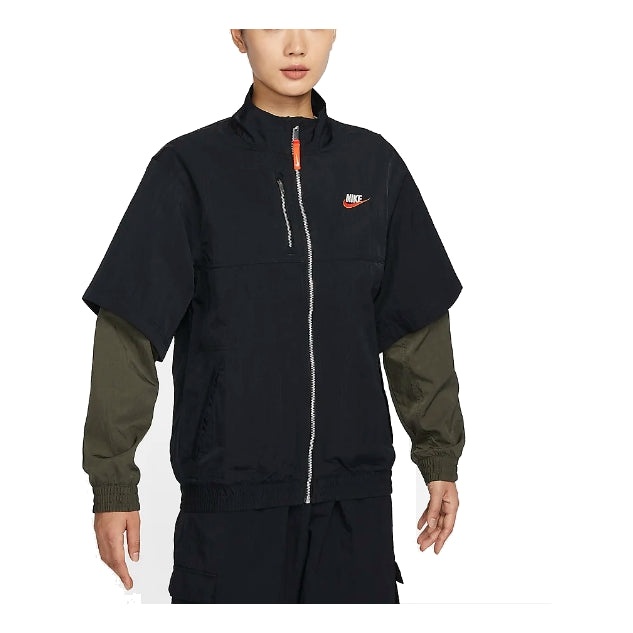 (WMNS) Nike Sportswear City Utility Oversize Jacket 'Black Orange' FB7249-010 - 1