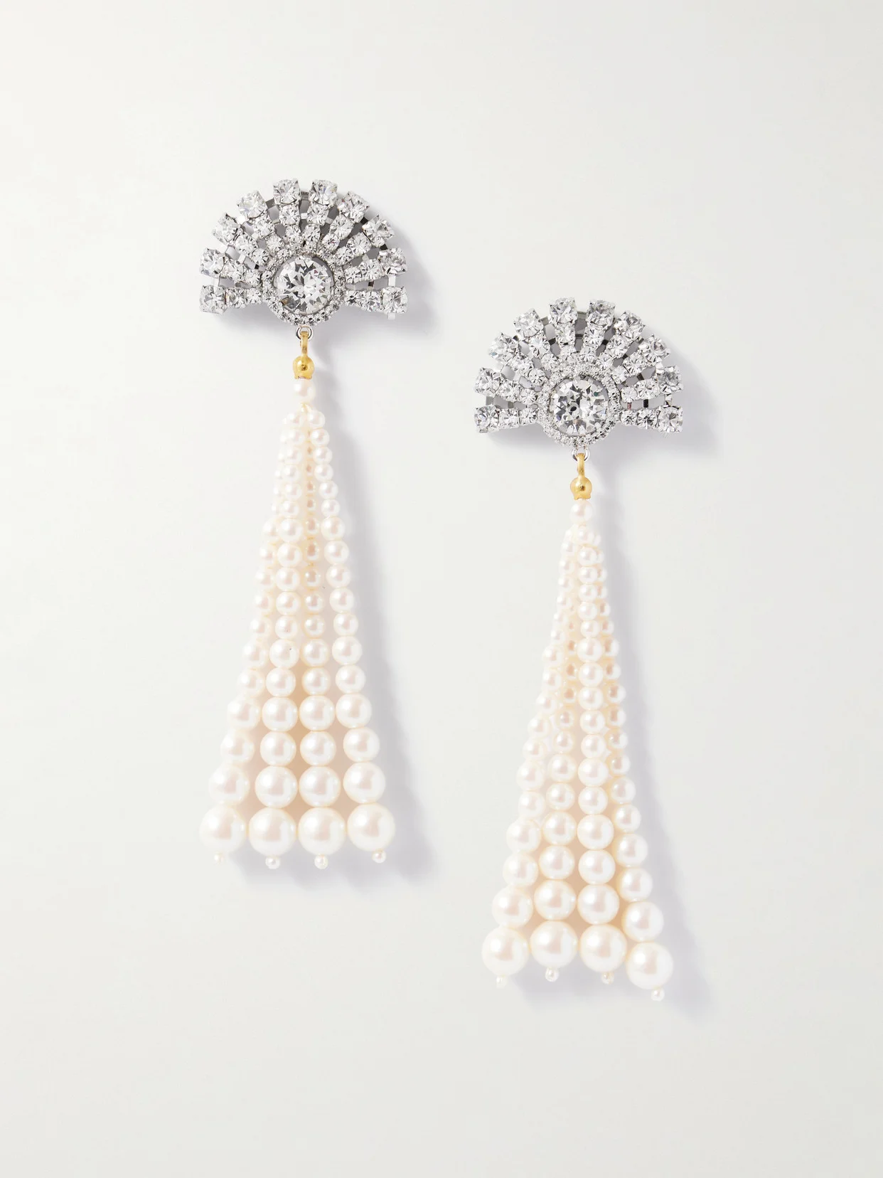 Winifred Rhodium-plated, Crystal And Faux Pearl Earrings - 1