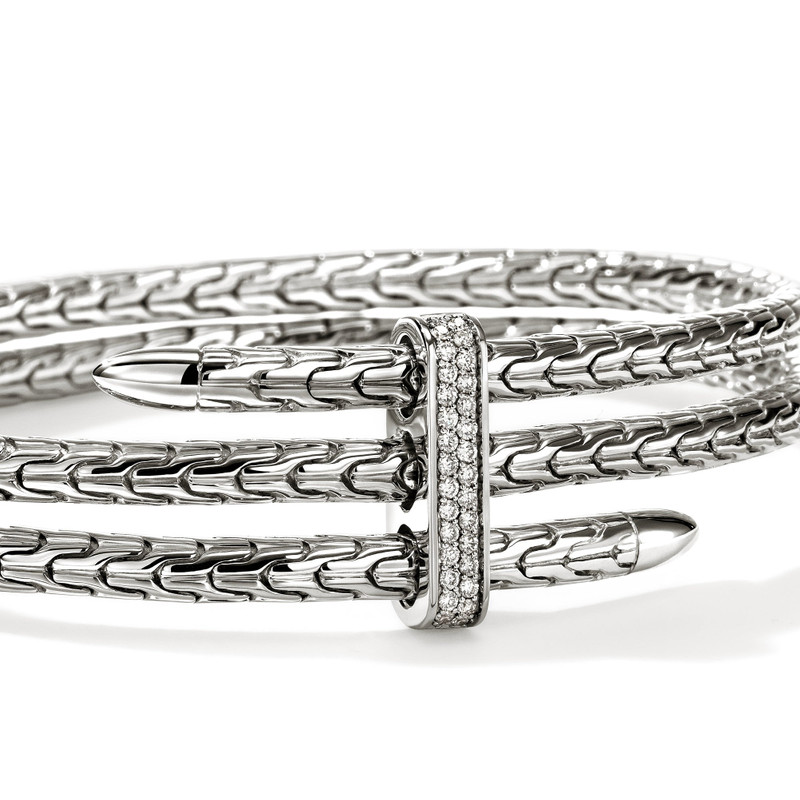 JOHN HARDY Spear Triple Flex Cuff, Sterling Silver, Diamonds, 4MM outlook
