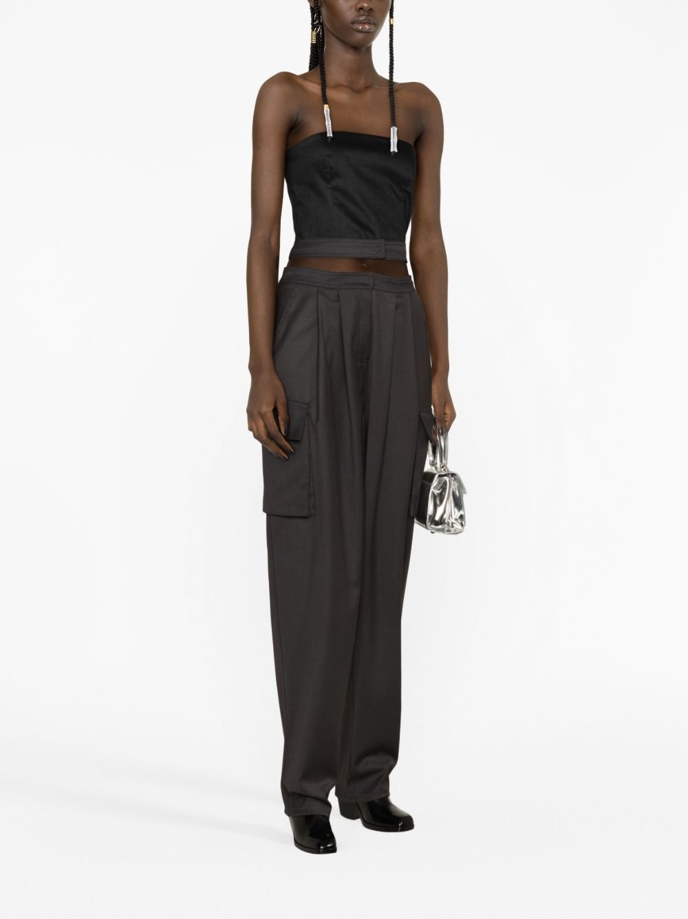 pleated cut-out cargo trousers - 2