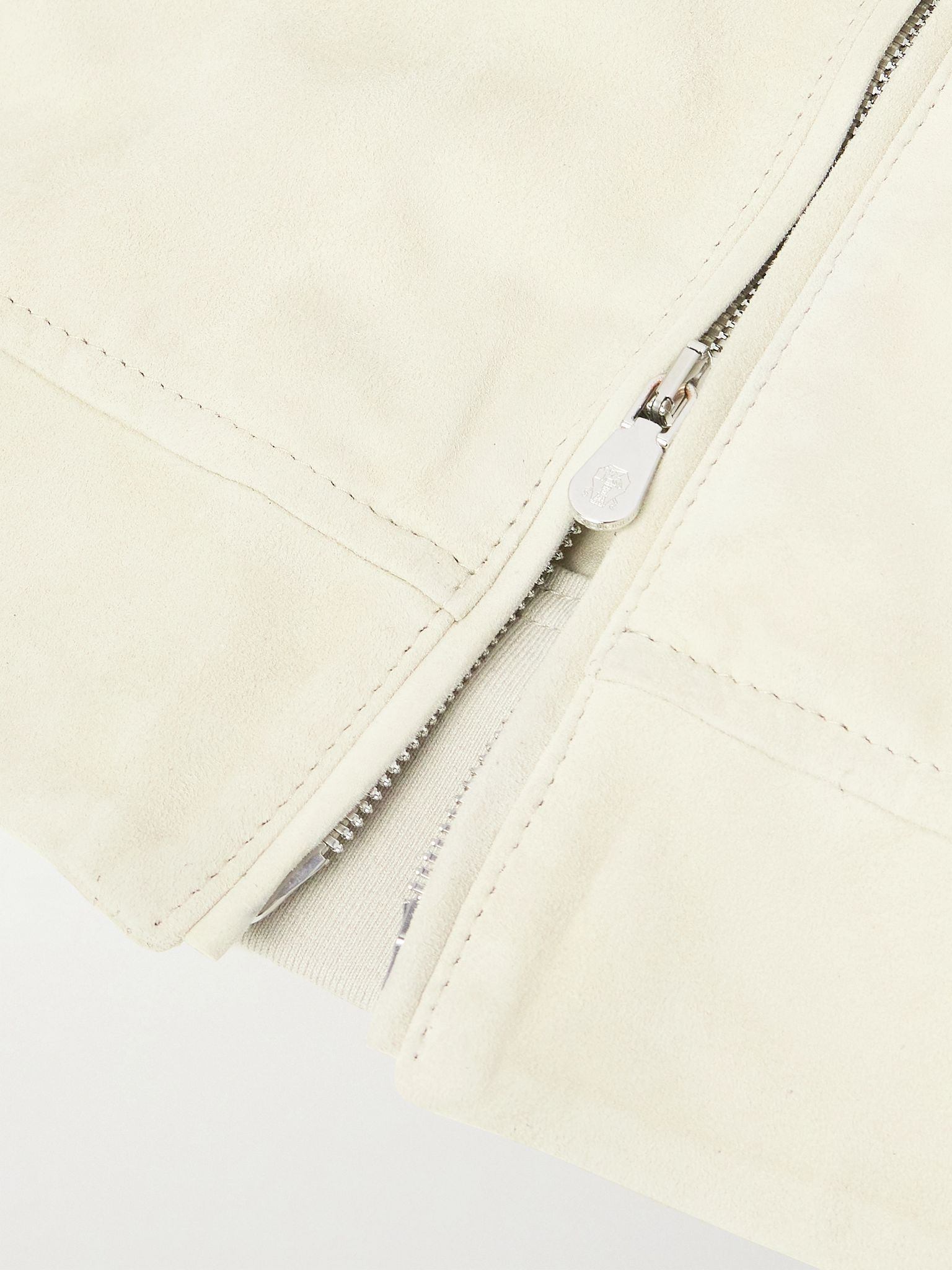 Suede Hooded Bomber Jacket Cream - 5