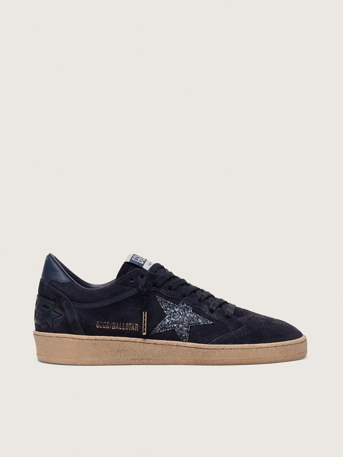 Women's Ball Star in dark blue suede with dark blue glitter star - 1