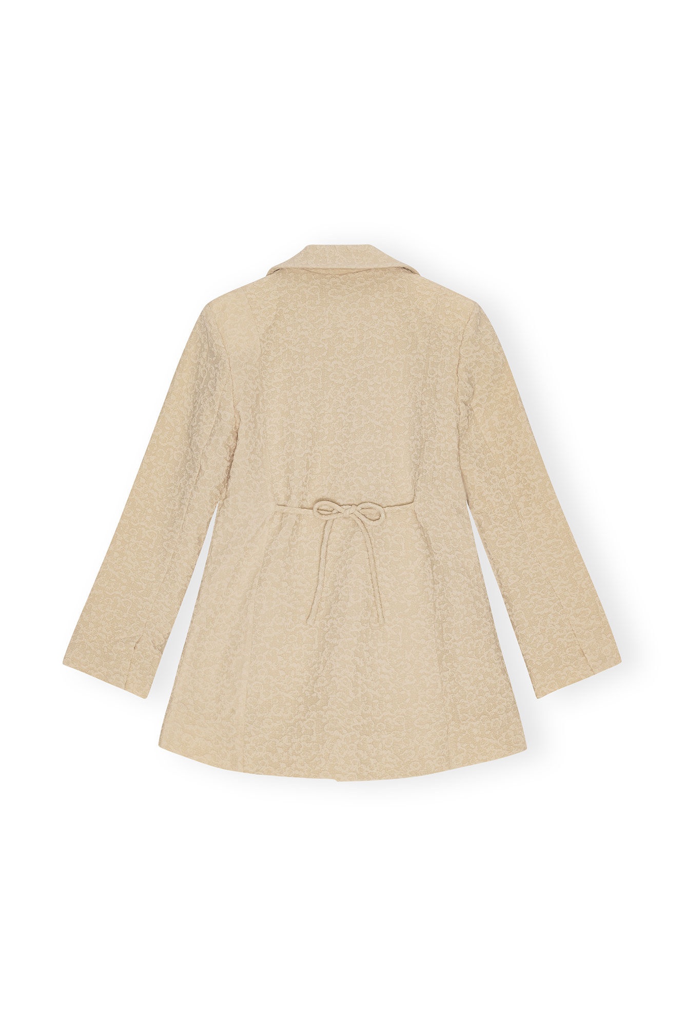 BEIGE TEXTURED SUITING TIE STRING BLAZER - 10