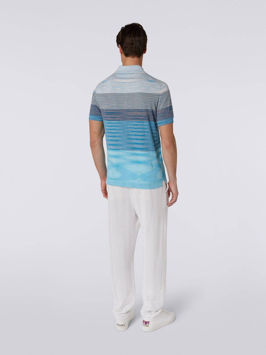 Dégradé striped cotton short-sleeved polo shirt - 4