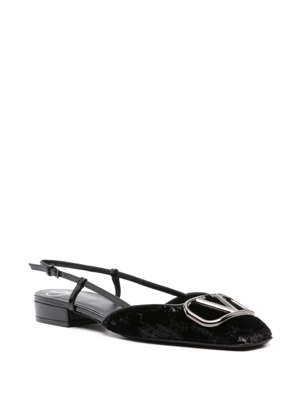 VLogo leather slingback ballerina shoes - 2