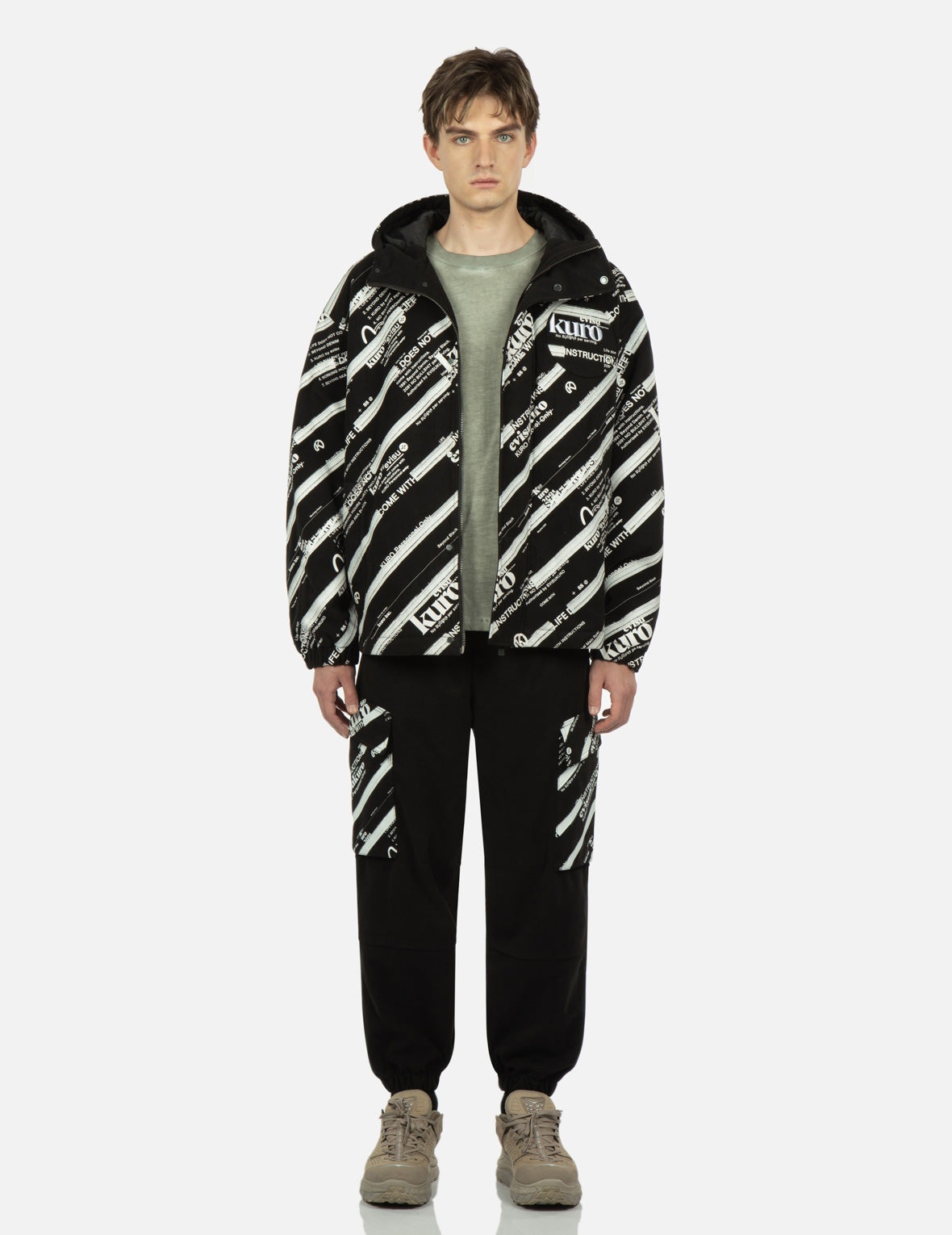 Monogram Logo and Slogan Print Padded Jacket - 5