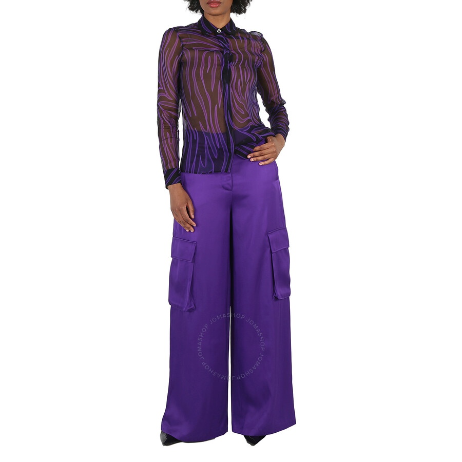 Versace Ladies Allover Long-Sleeve Sheer Silk Shirt - 6