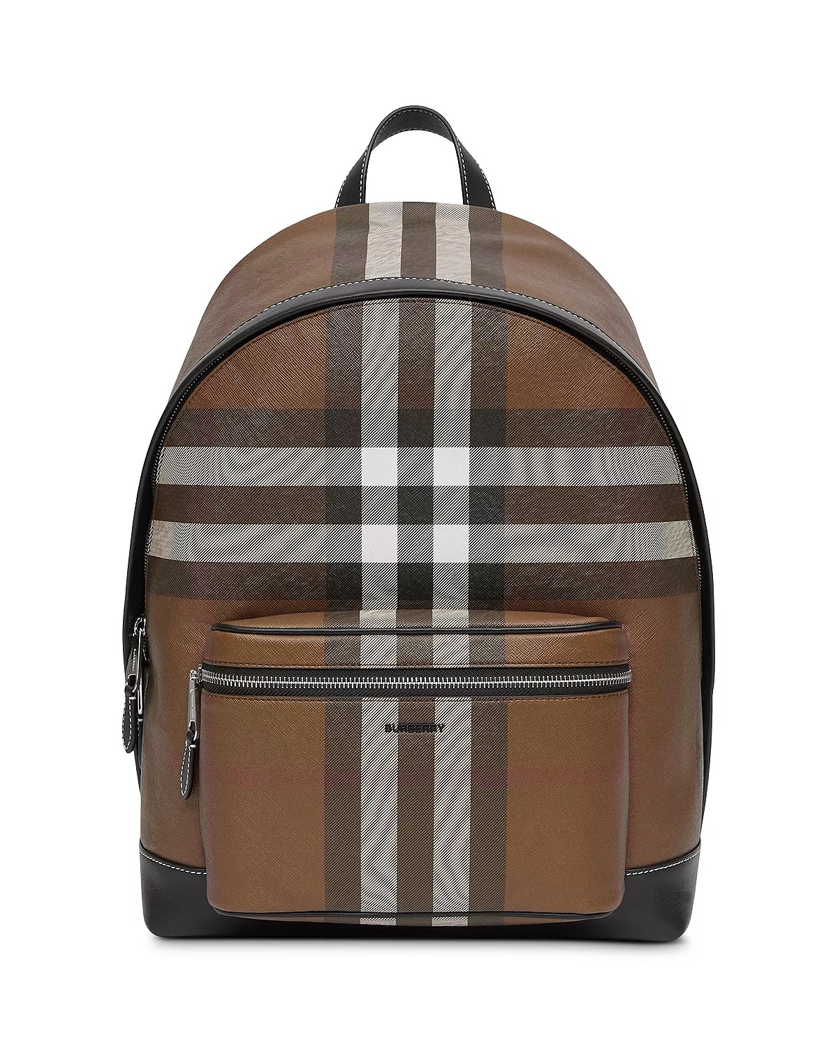 Check & Leather Backpack - 1