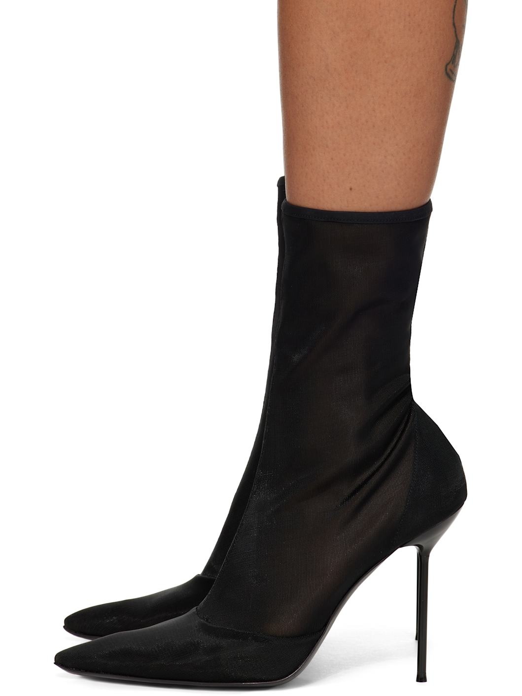 Black Lidia Stretch Ankle Boots - 3