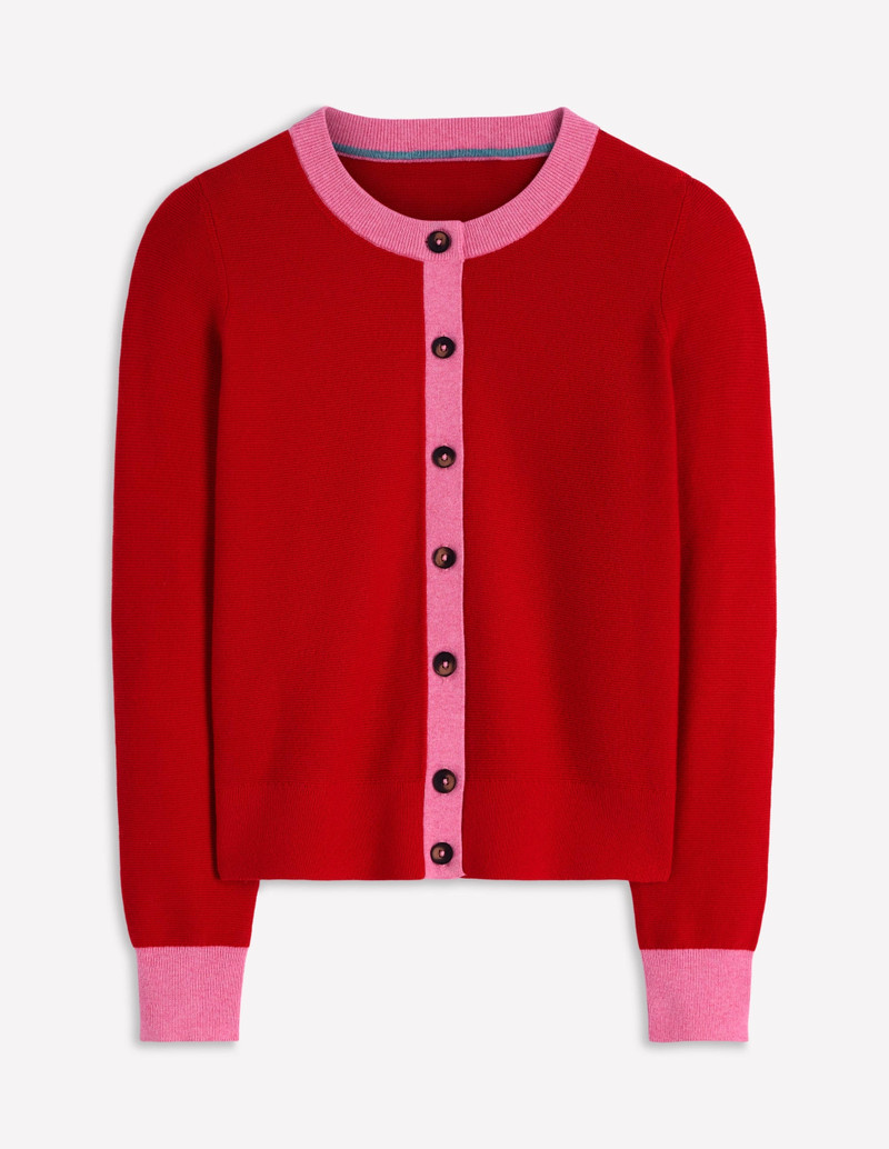 Grace Colour Block Cardigan-Bright Cherry 1