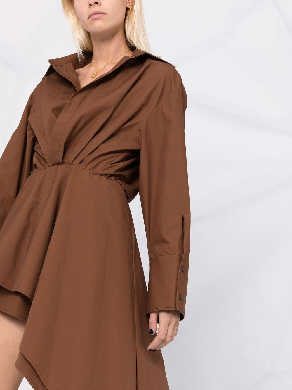 asymmetric gathered shirtdress - 5