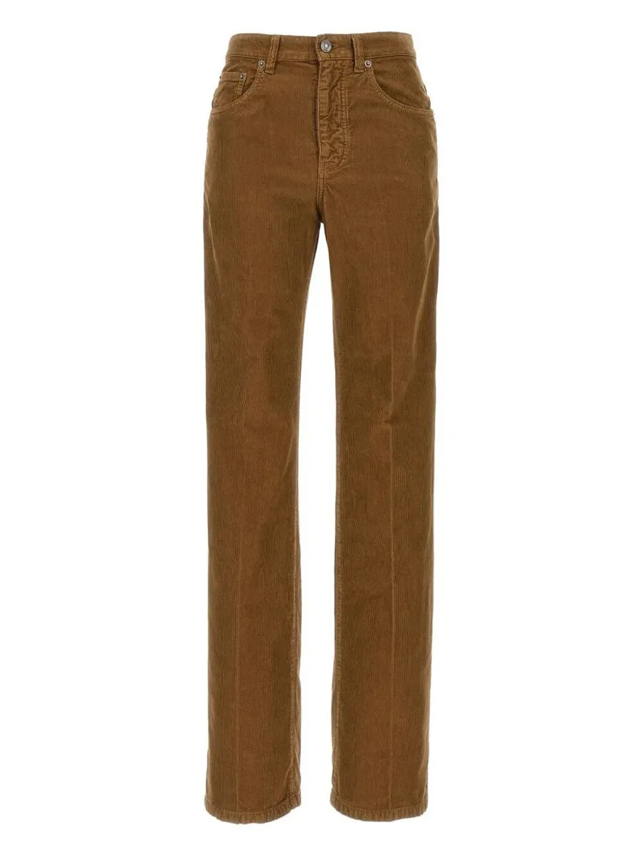 Saint Laurent Clyde High-Waisted Corduroy Pants Clothing - 1