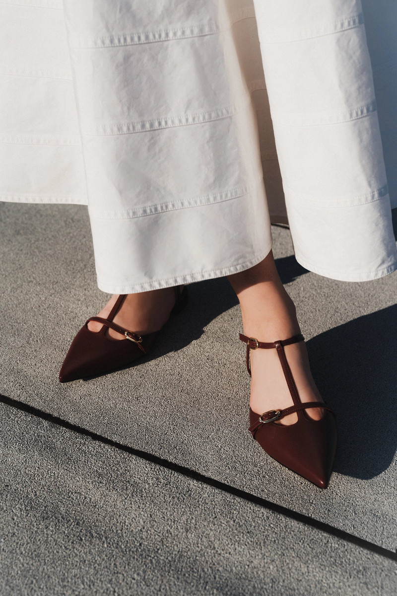 Larroudé Grace Flat In Burgundy Leather outlook