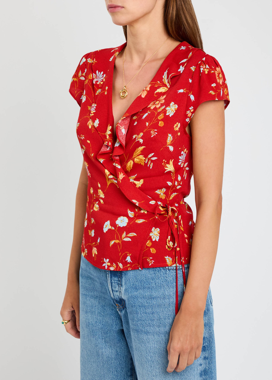 Reformation Clemence Floral-print Crepe Wrap top - 2