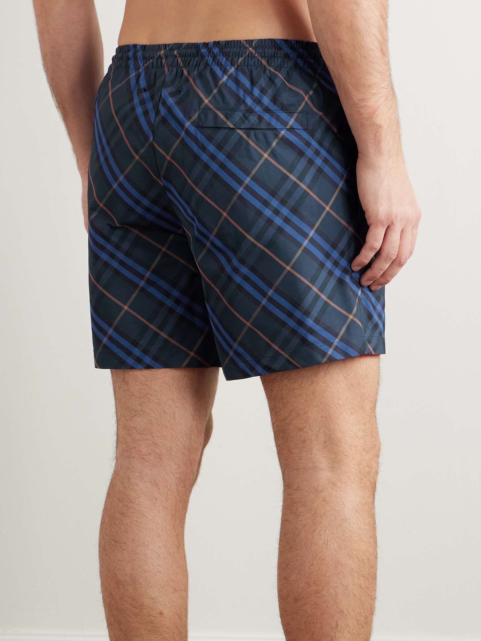 Straight-Leg Mid-Length Checked Swim Shorts - 3