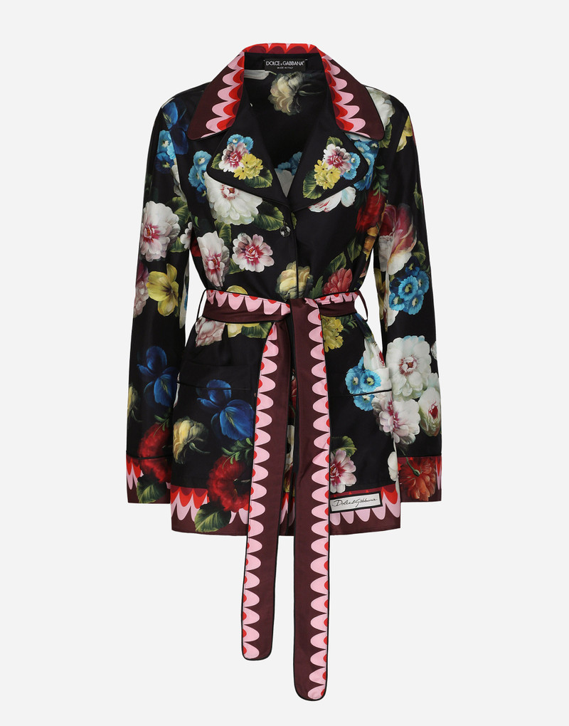 Twill pajama shirt with nocturnal flower print 1