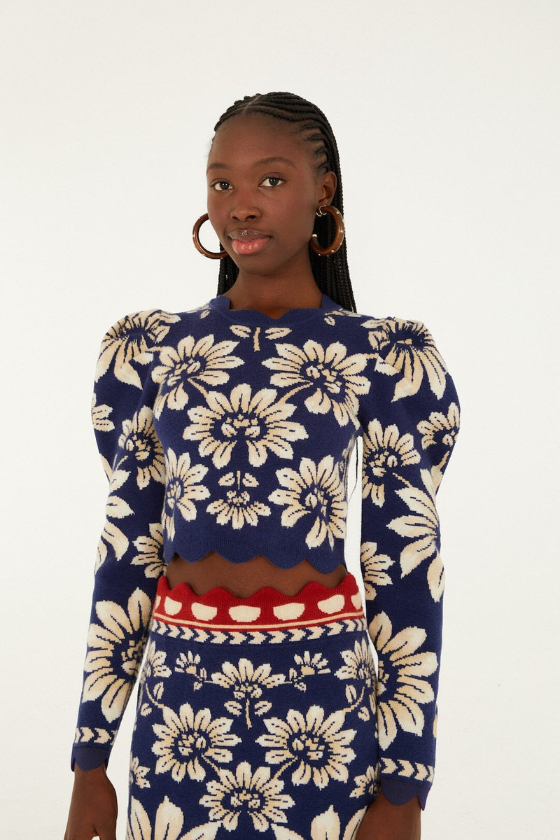 Blue Luna Puff Sleeve Knit Top 1