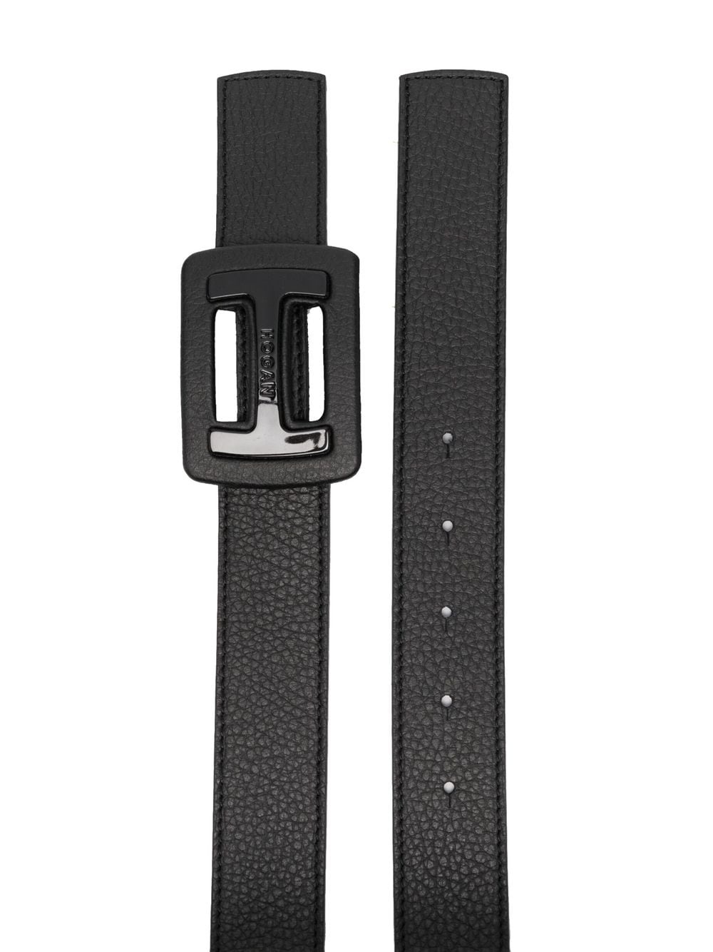 logo-engraved leather belt - 2