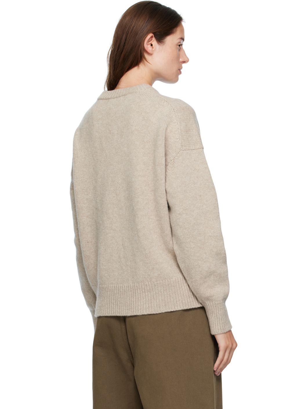 Beige Balla Slouch V-Neck Sweater - 3