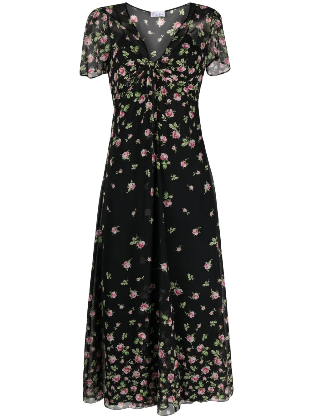 floral-print chiffon midi dress - 1