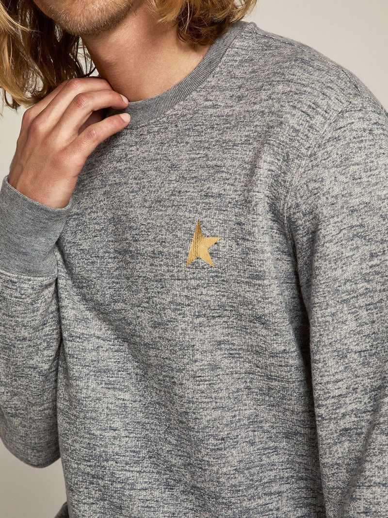 Melange-gray Archibald Star Collection cotton sweatshirt with contrasting gold star on the front 2
