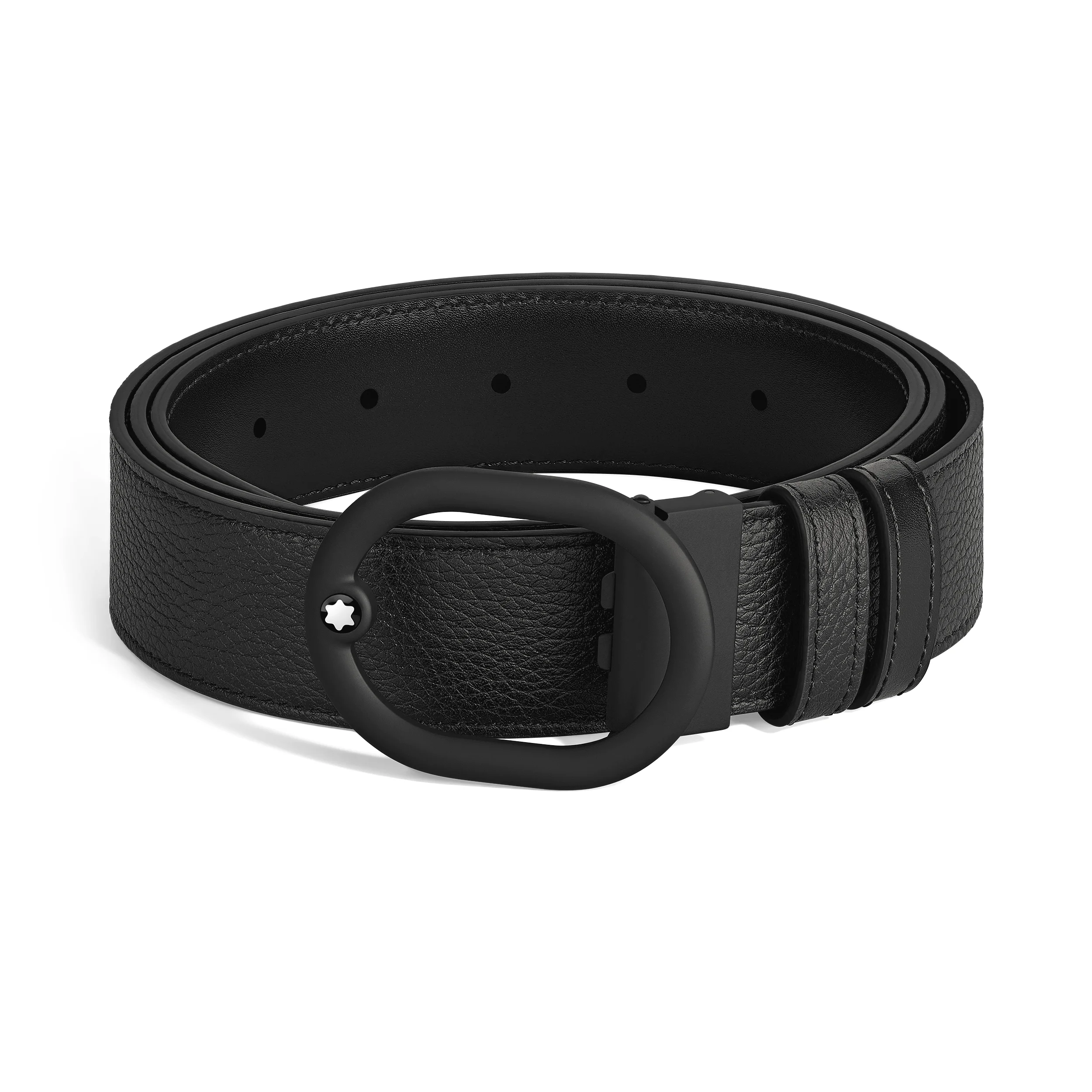 L'OVALE BUCKLE BLACK/BLACK 35MM REVERSIBLE LEATHER BELT - 1