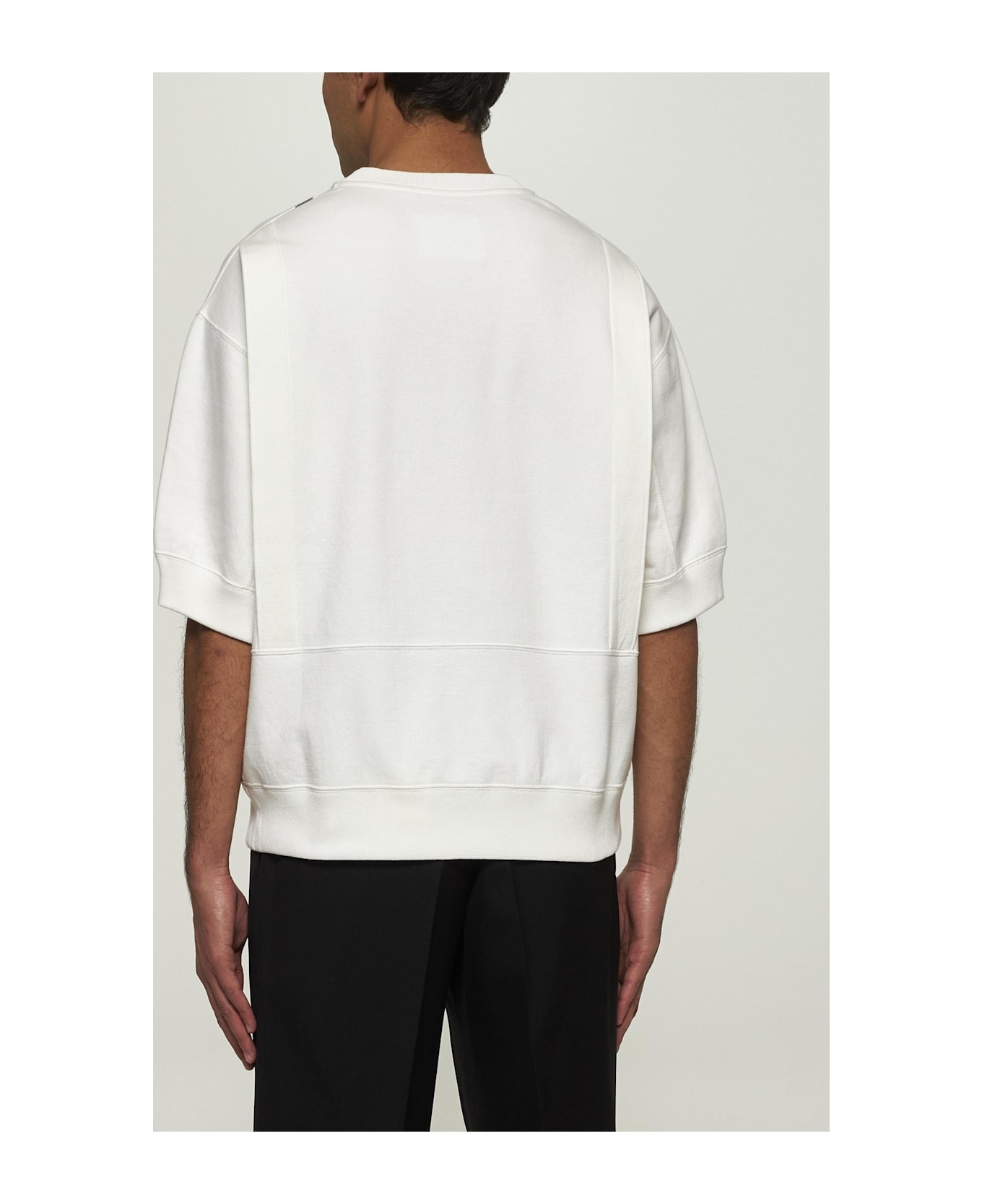 White Cotton Short-sleeved Sweatshirt - 4
