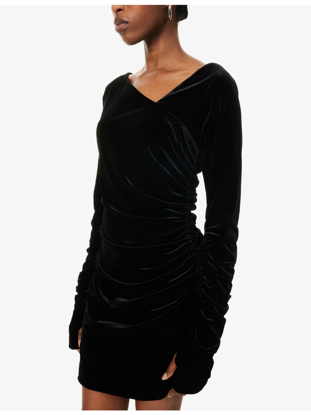 Ettore Gathered Velvet Mini Dress - 5