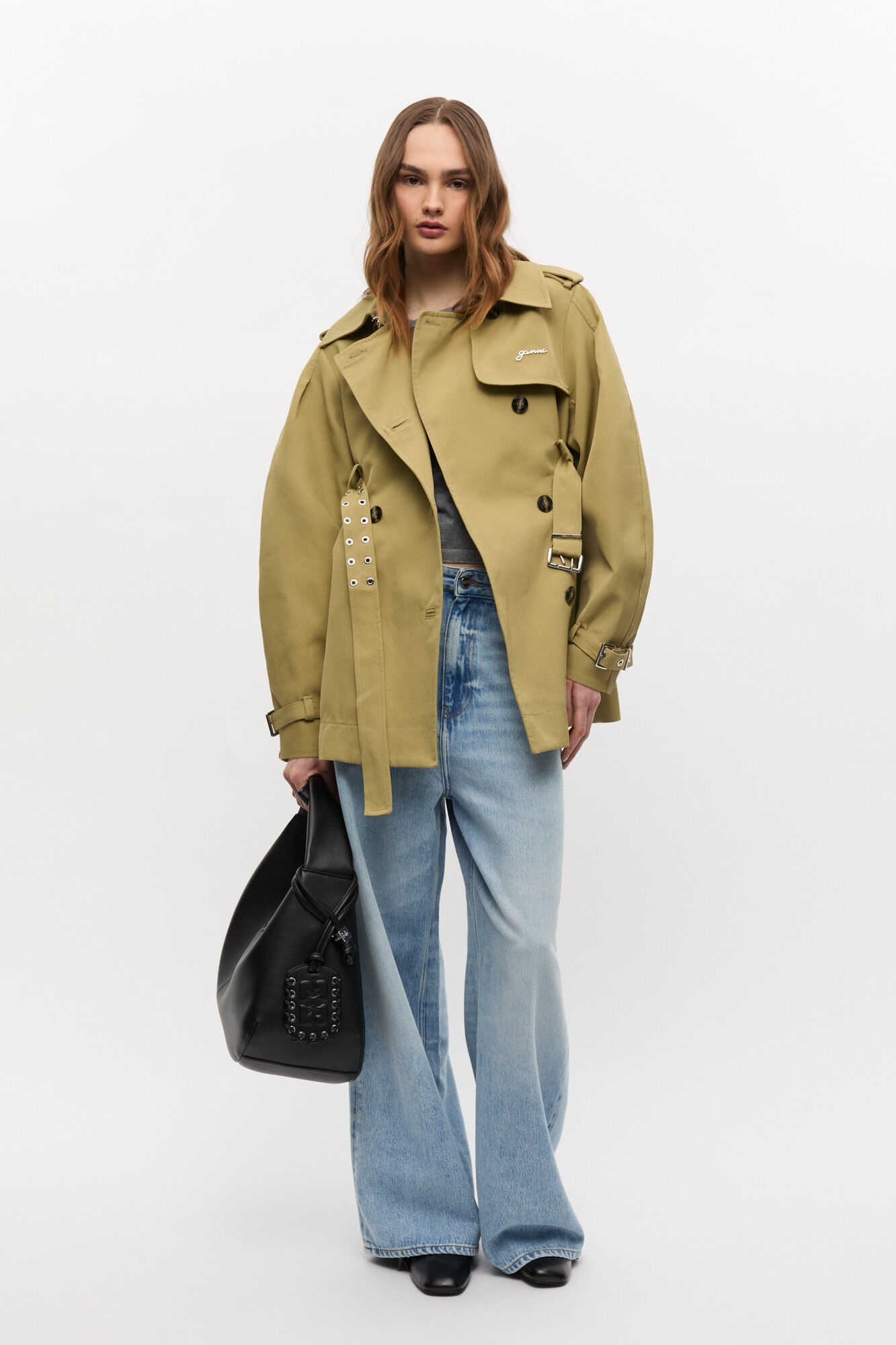 BEIGE HEAVY TWILL MIDI TRENCH COAT - 3