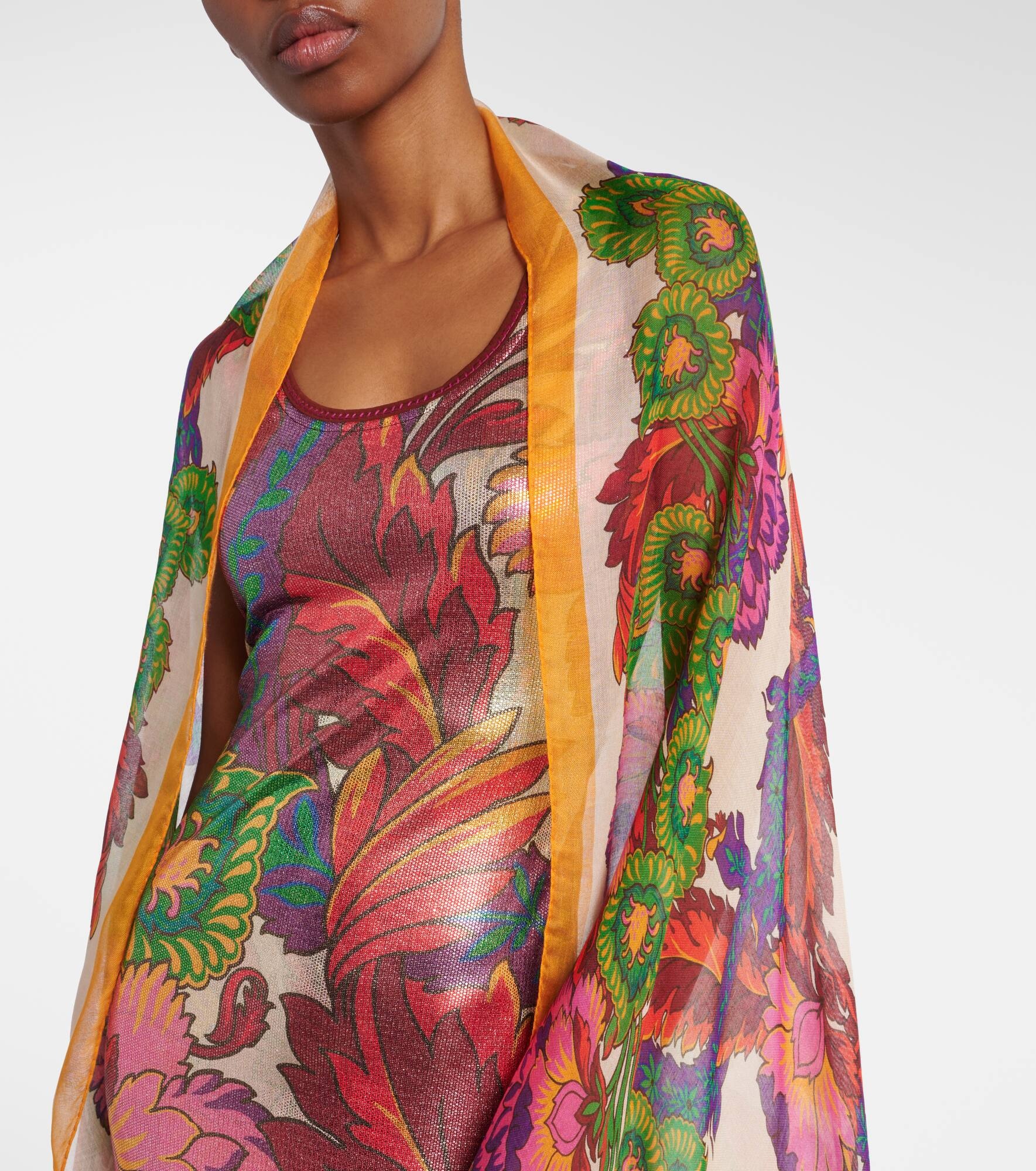 Logo floral twill scarf - 3