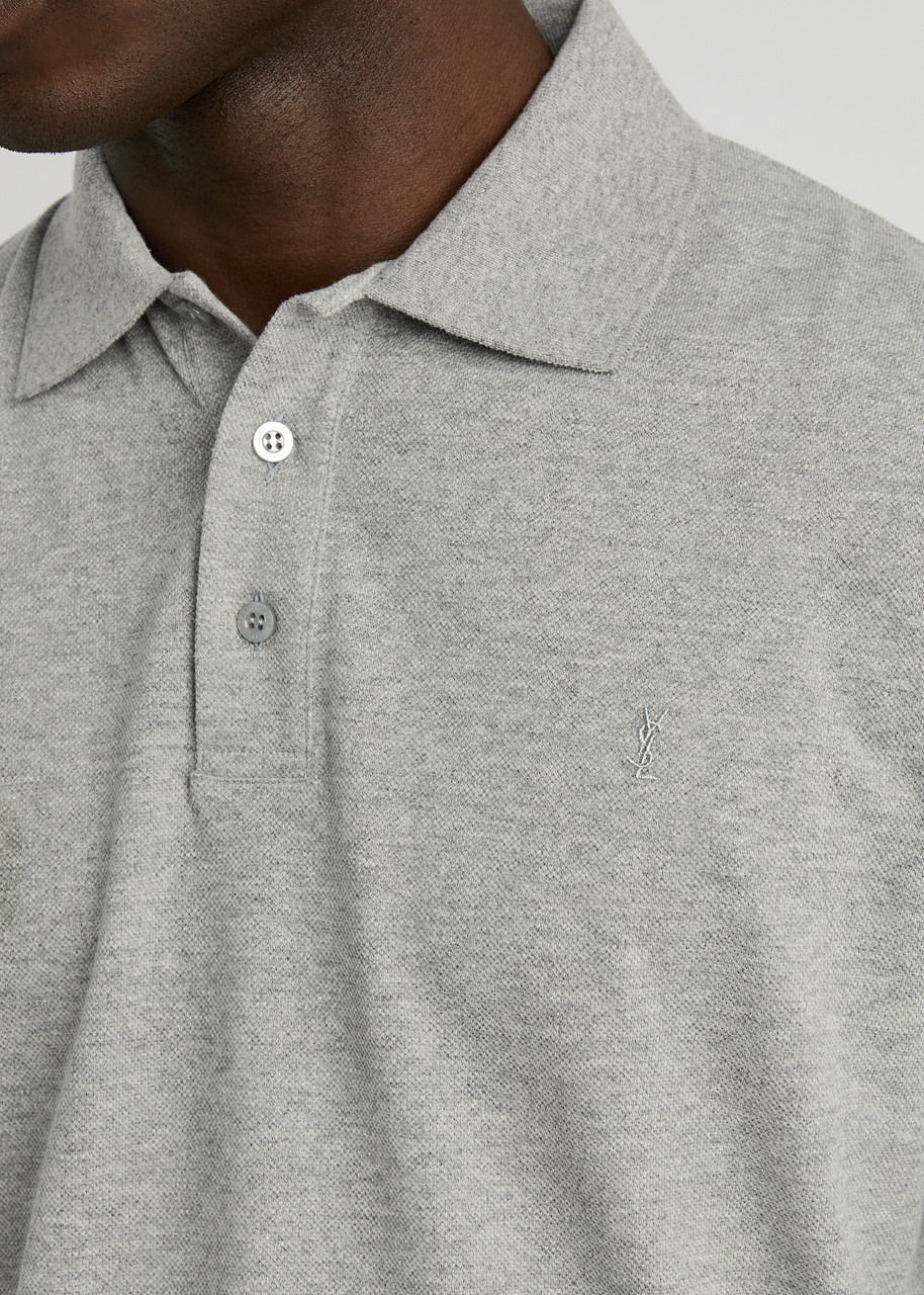Saint Laurent Logo-embroidered Piqué Cotton Polo Shirt - 5