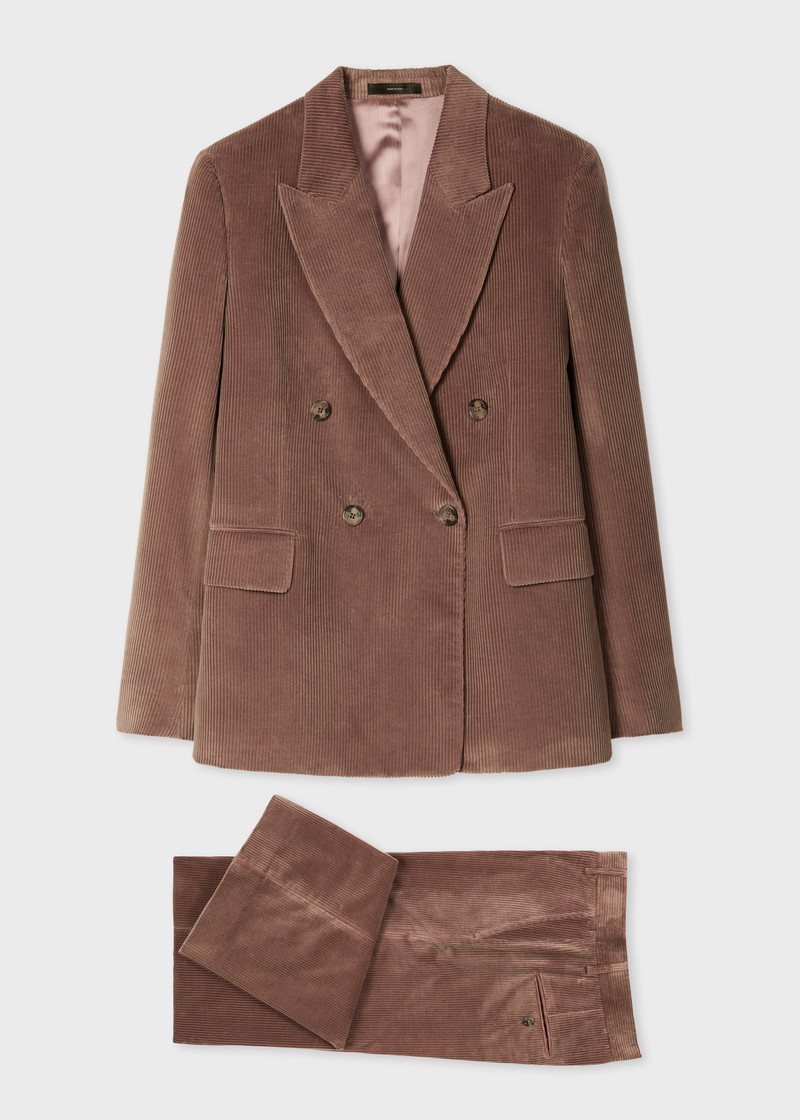 Women's Brown Cord Double-Breasted Suit 1