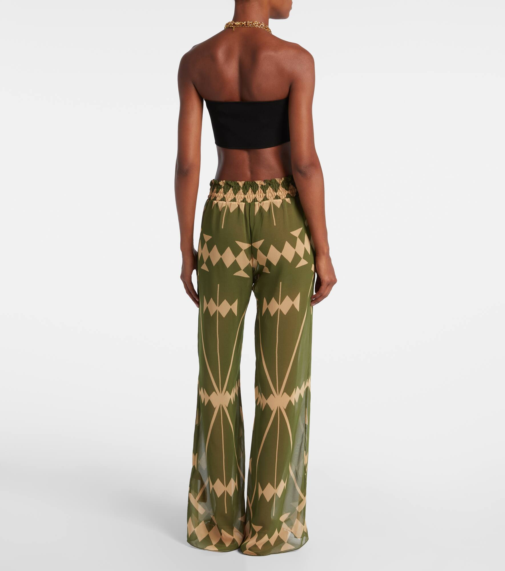 Printed sheer chiffon palazzo pants - 3