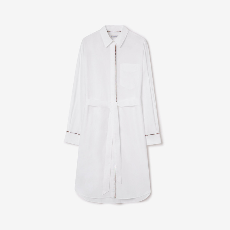 Check Trim Cotton Shirt Dress 1