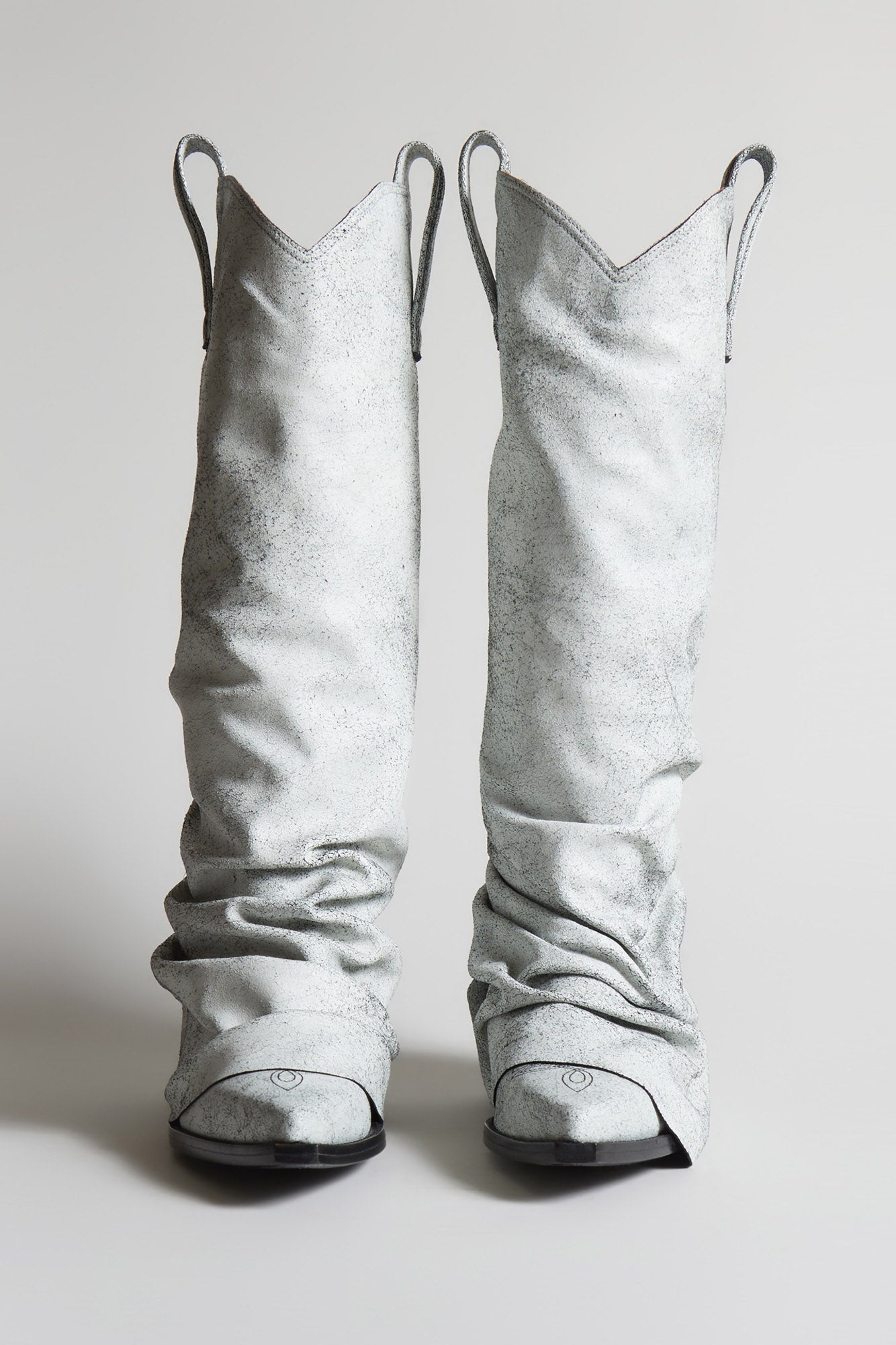 MID COWBOY BOOTS WITH SLEEVE - CRACKLE WHITE - 2