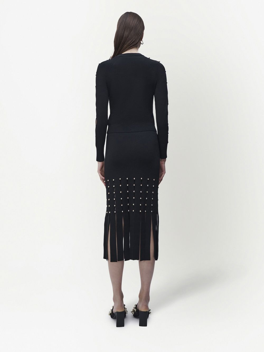Katarina pearl-detail midi skirt - 4