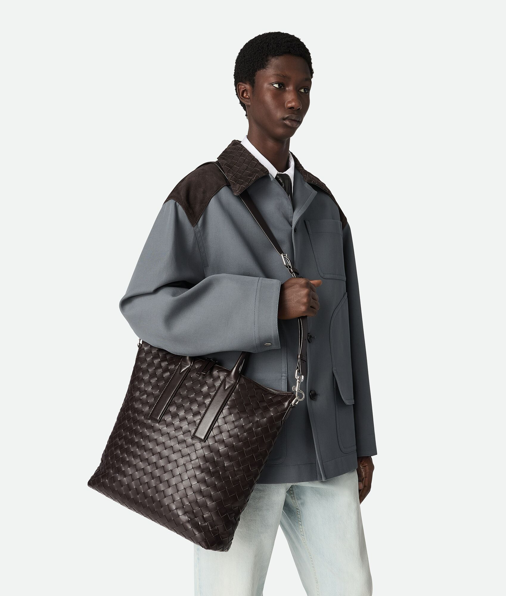 Intrecciato Zipped North-South Tote - 2