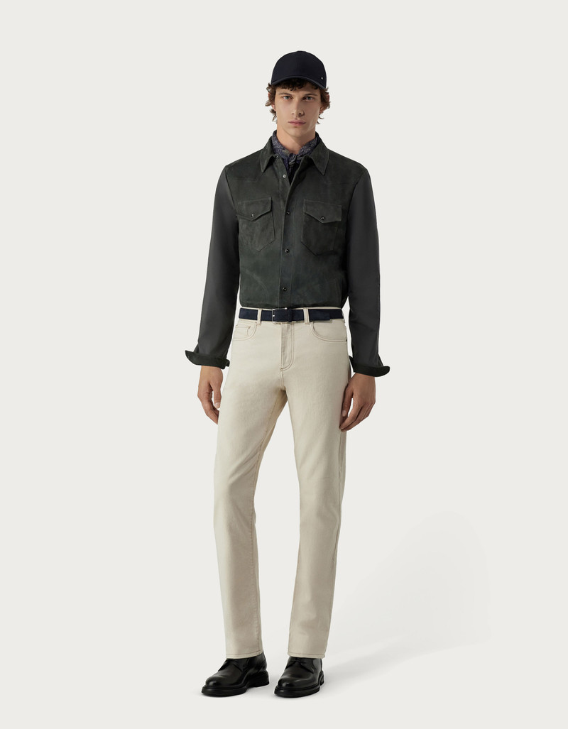 FIVE-POCKET PANTS IN ECRU BULL DENIM 5