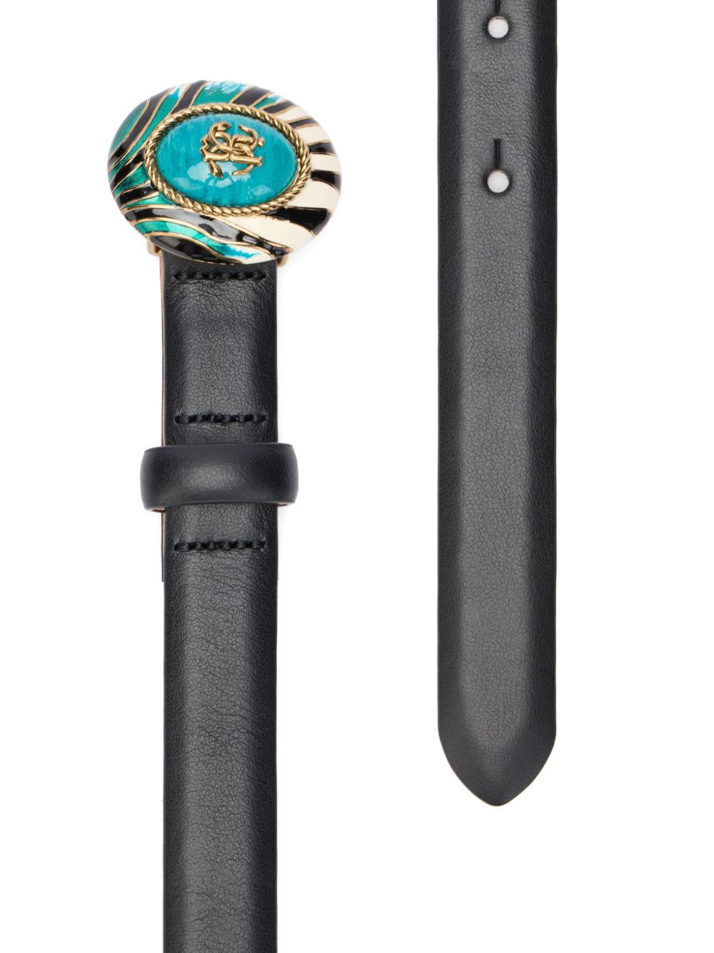 leather zebra-print buckle belt - 3