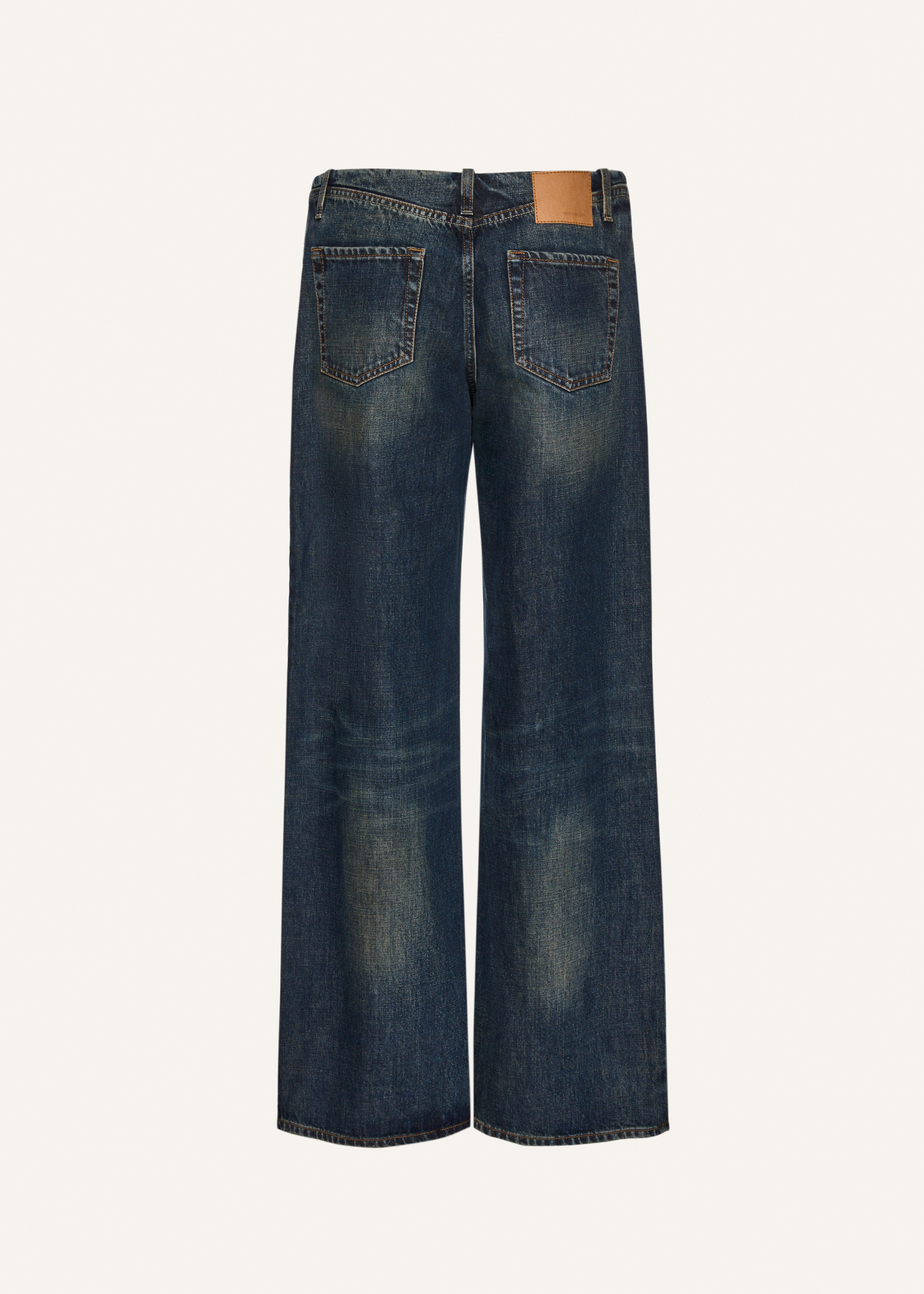Ultra-low-waist wide-leg denim in dark vintage blue - 2