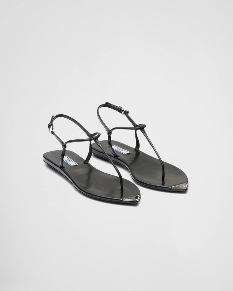 Prada Brushed leather thong sandals outlook