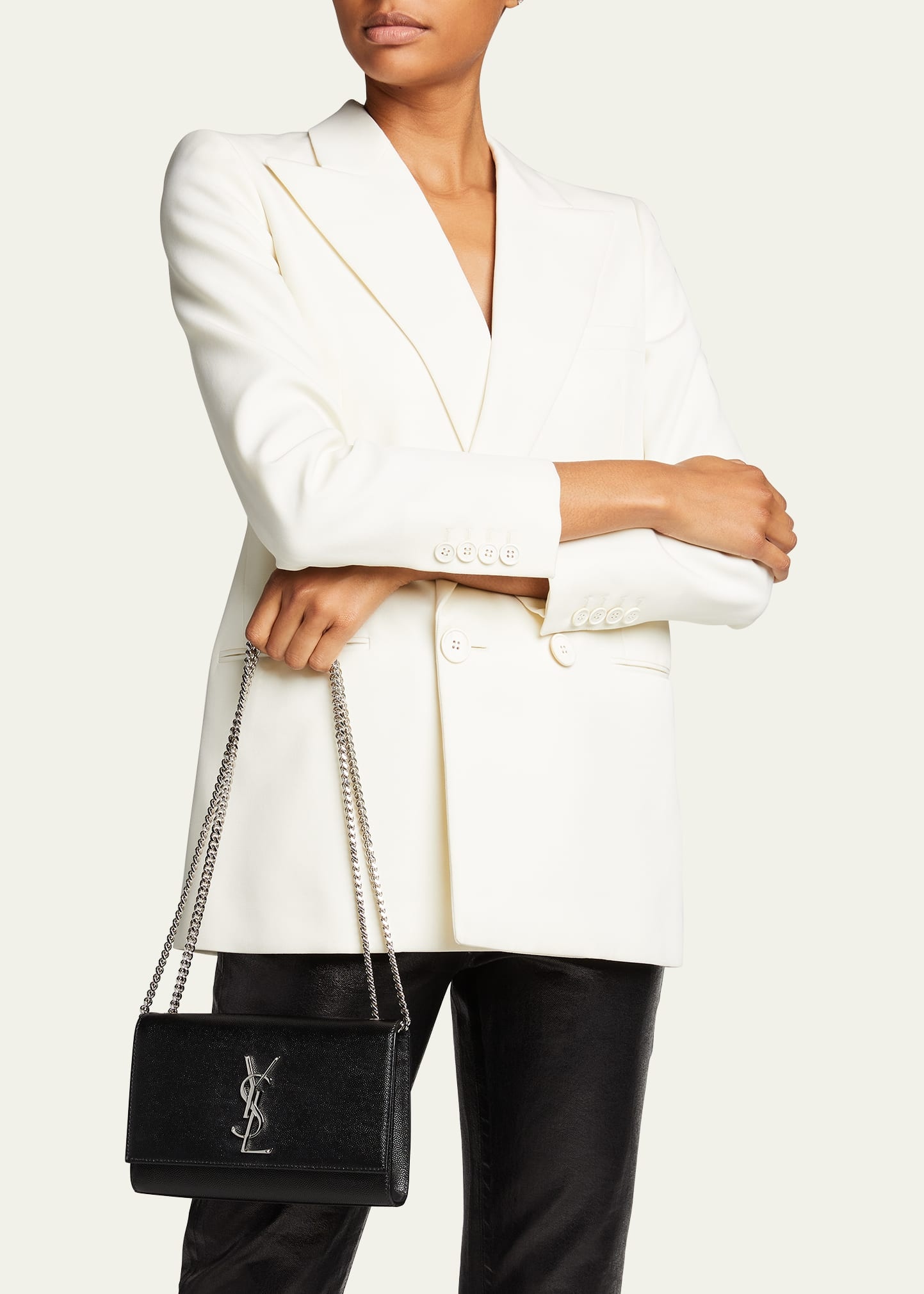 Kate Small Grain De Poudre Shoulder Bag on Chain - 2
