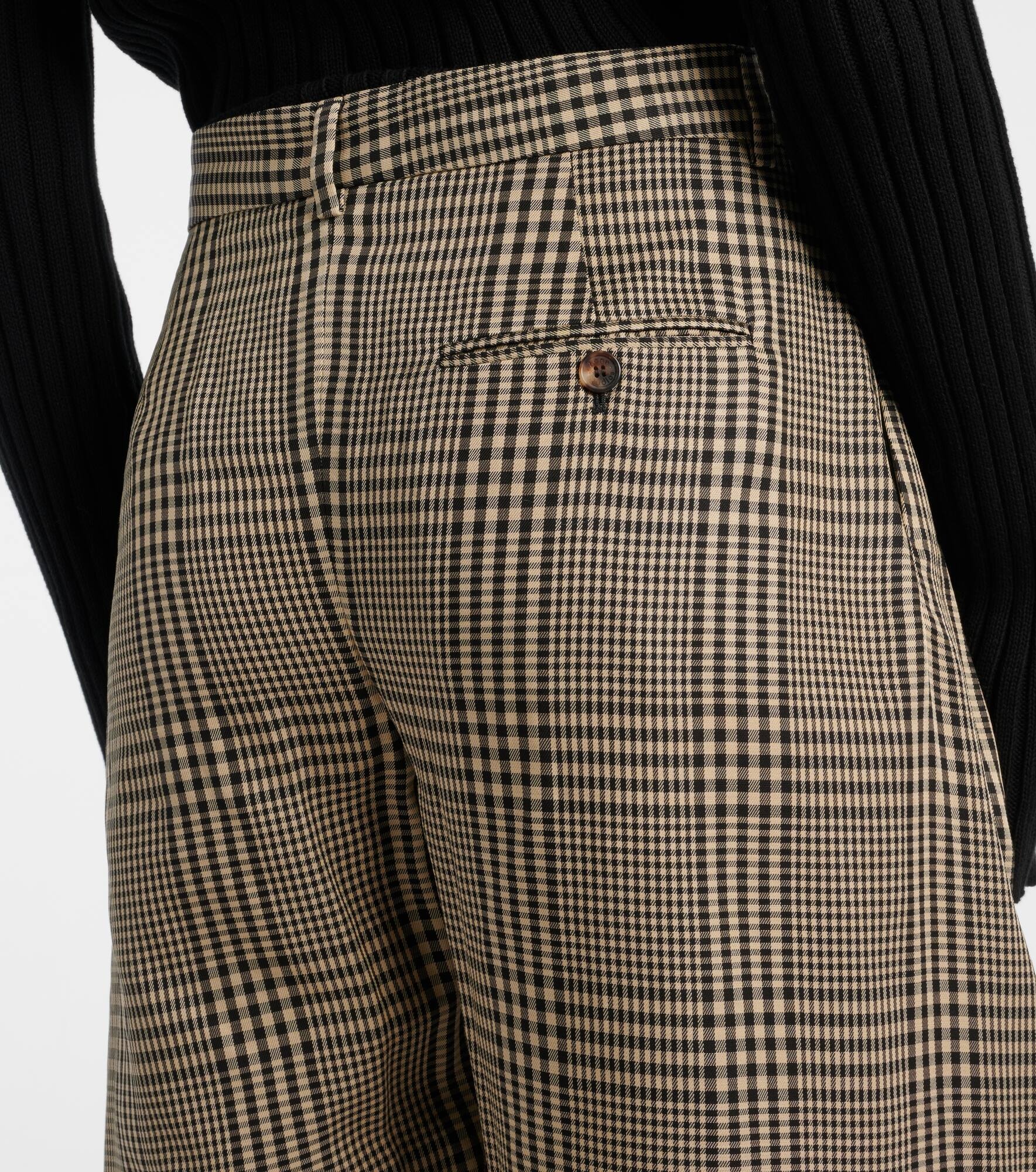 Plaid mid-rise barrel-leg pants - 6