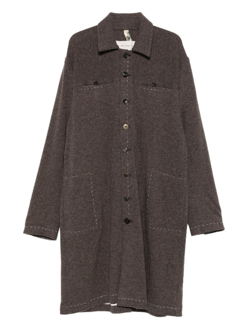 stitch-detail button-up coat 1